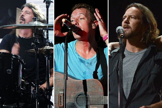 Dave Grohl, Chris Martin, and Eddie Vedder Dave Grohl, Chris Martin, and Eddie Vedder